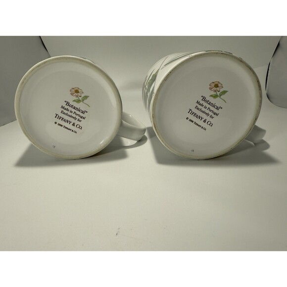 Lot Of 2 Tiffany & Co. Floral Design Botanical Coffee Tea Mug Cup Portugal Vtg - Picture 6 of 6